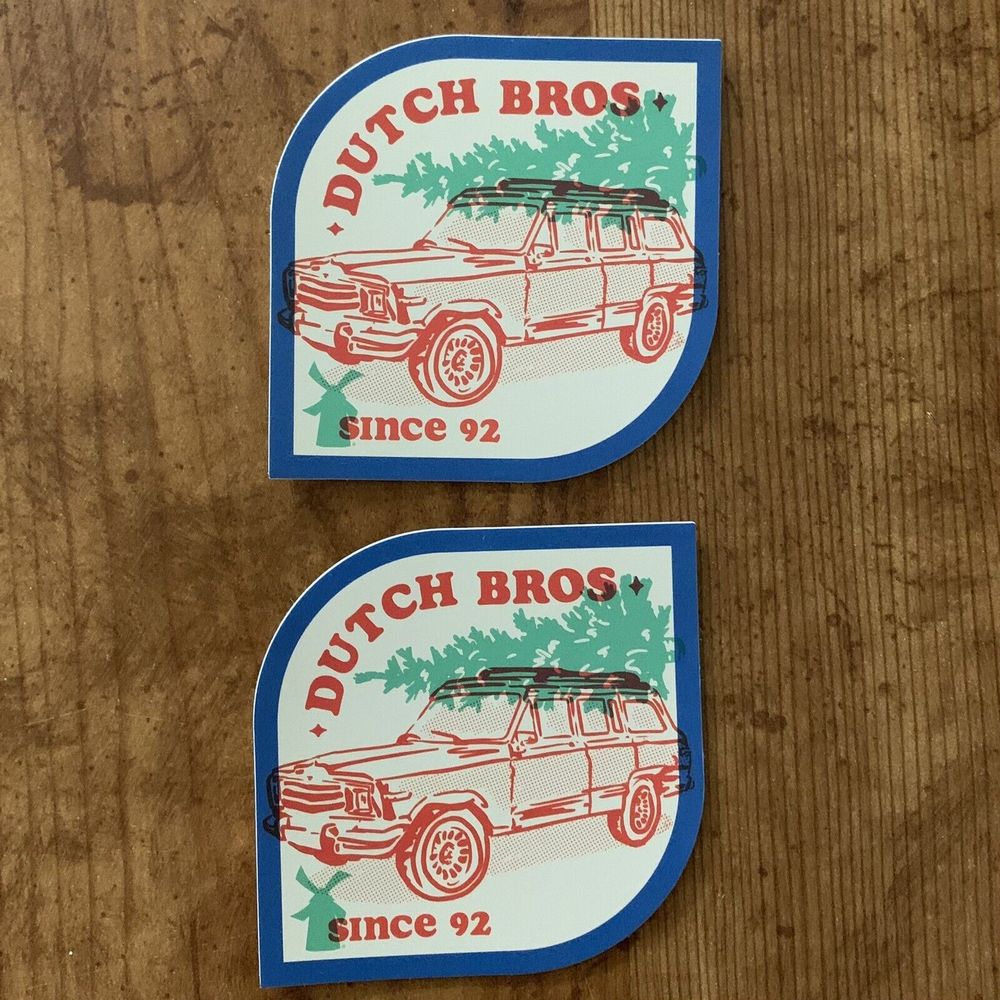 Dutch Bros Brothers Christmas Winter December 2021 Car Tree Sticker Lot Of 2